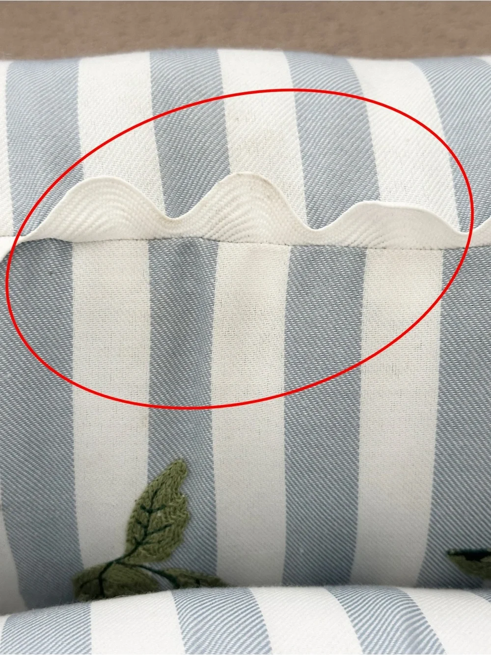Set of 2 Strawberry Embroidered Blue & White Stripes Indoor/Outdoor Throw Pillow
